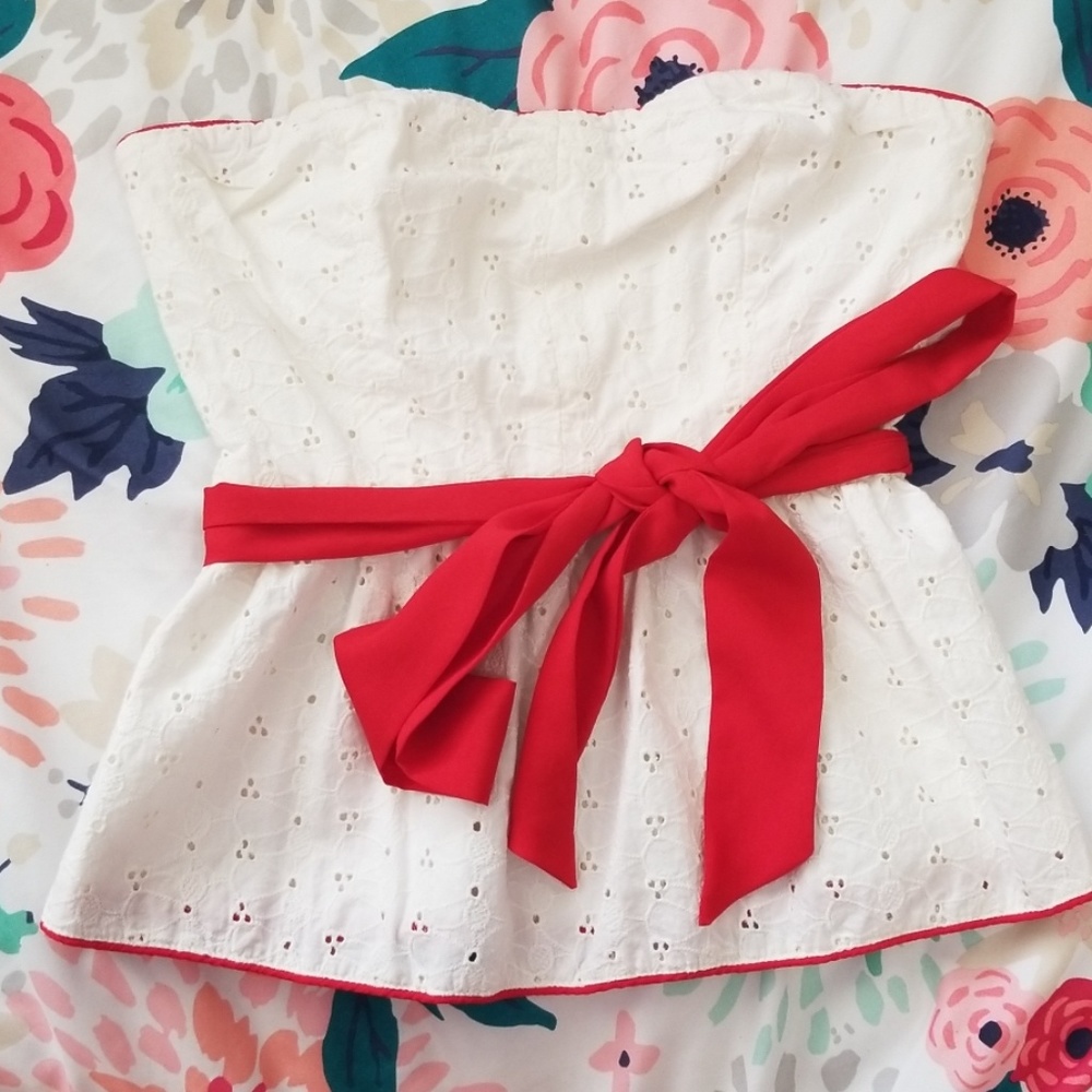 Forever 21 Strapless Eyelet Top